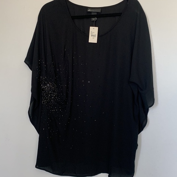 Lane Bryant sheer blouse with sequins on side - Picture 7 of 9